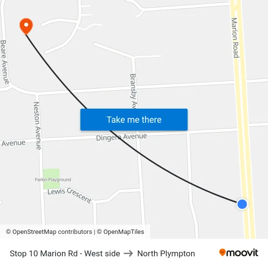 Stop 10 Marion Rd - West side to North Plympton map