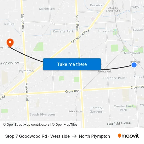 Stop 7 Goodwood Rd - West side to North Plympton map