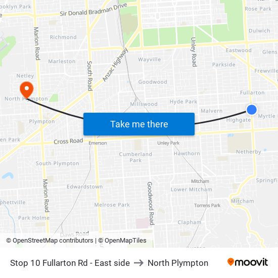 Stop 10 Fullarton Rd - East side to North Plympton map