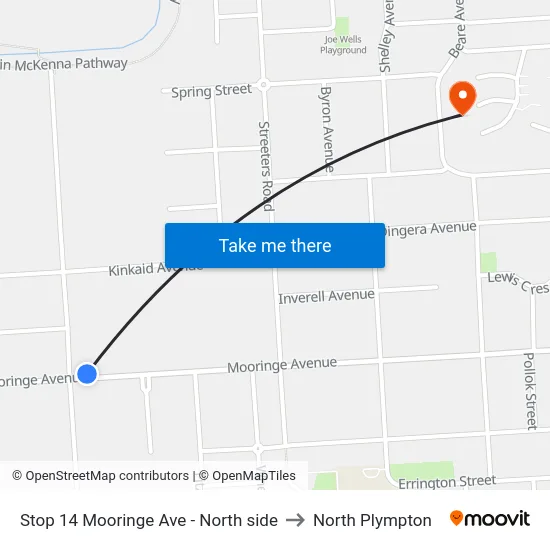 Stop 14 Mooringe Ave - North side to North Plympton map