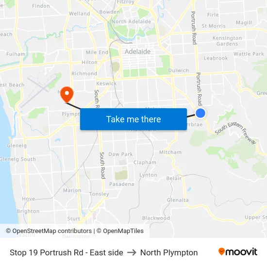 Stop 19 Portrush Rd - East side to North Plympton map