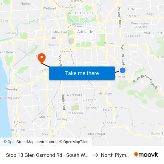 Stop 13 Glen Osmond Rd - South West side to North Plympton map
