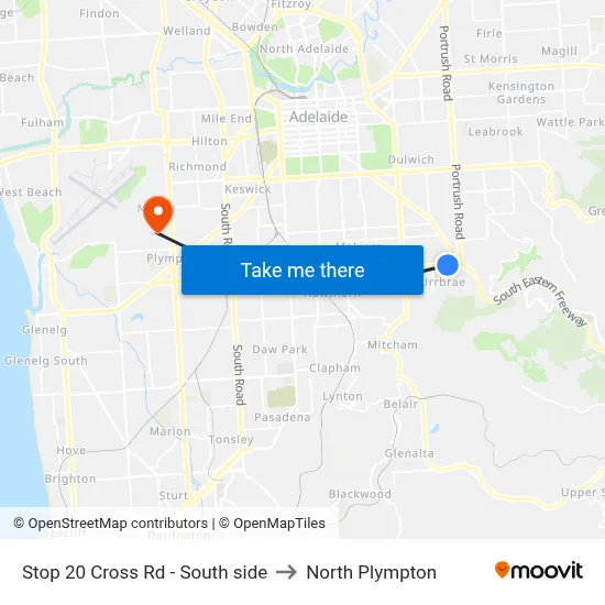 Stop 20 Cross Rd - South side to North Plympton map