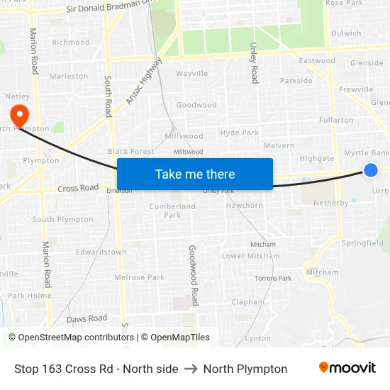 Stop 163 Cross Rd - North side to North Plympton map