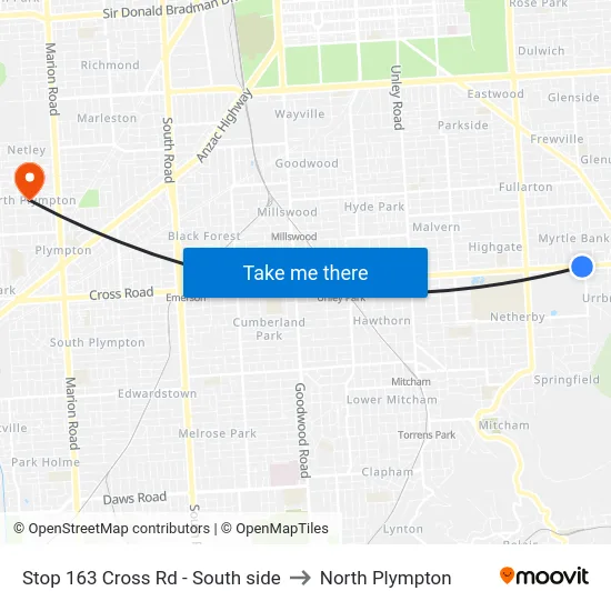 Stop 163 Cross Rd - South side to North Plympton map