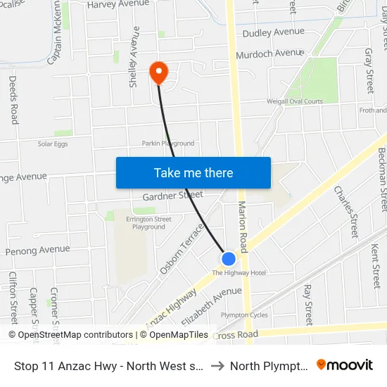 Stop 11 Anzac Hwy - North West side to North Plympton map