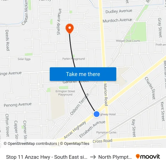 Stop 11 Anzac Hwy - South East side to North Plympton map