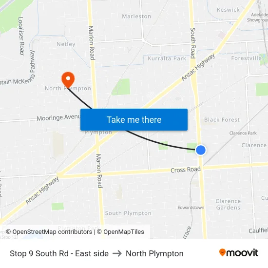 Stop 9 South Rd - East side to North Plympton map