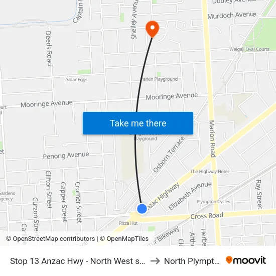 Stop 13 Anzac Hwy - North West side to North Plympton map