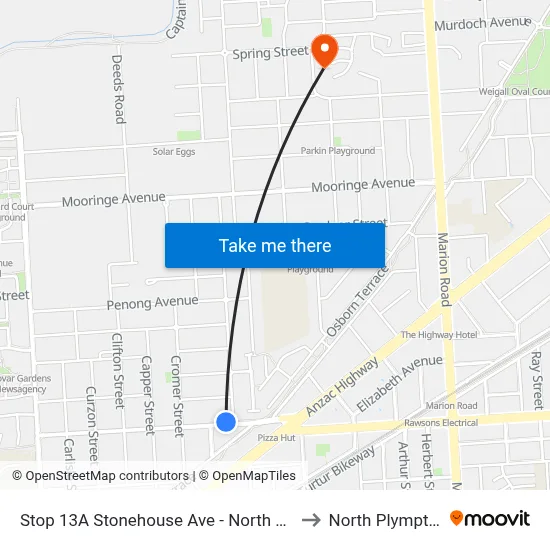 Stop 13A Stonehouse Ave - North side to North Plympton map
