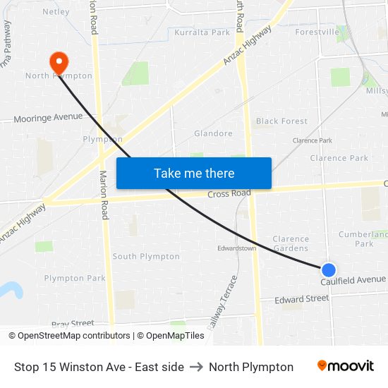 Stop 15 Winston Ave - East side to North Plympton map