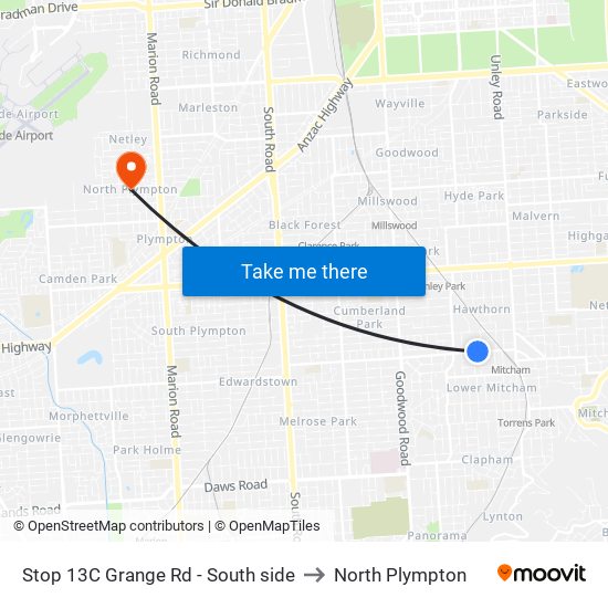 Stop 13C Grange Rd - South side to North Plympton map