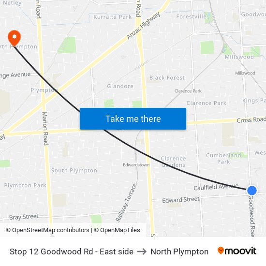 Stop 12 Goodwood Rd - East side to North Plympton map