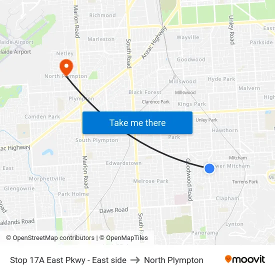 Stop 17A East Pkwy - East side to North Plympton map