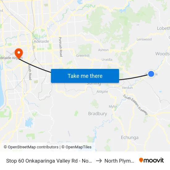 Stop 60 Onkaparinga Valley Rd - North side to North Plympton map