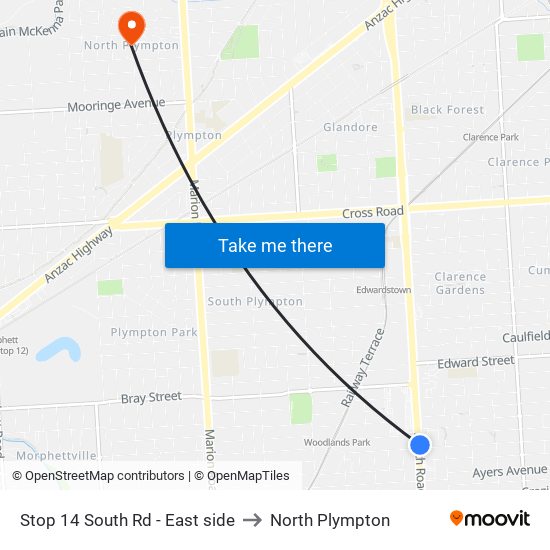 Stop 14 South Rd - East side to North Plympton map