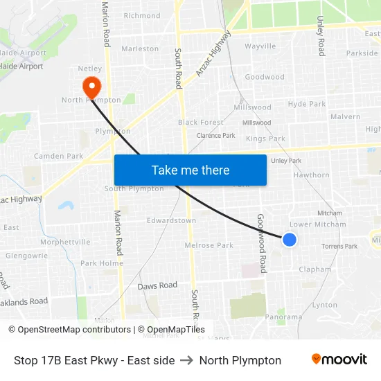 Stop 17B East Pkwy - East side to North Plympton map
