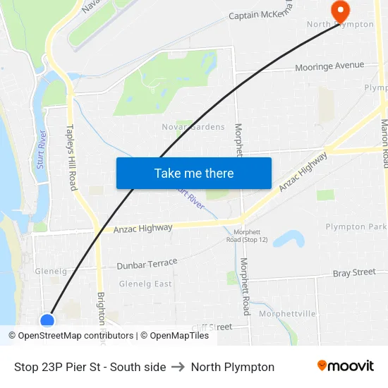 Stop 23P Pier St - South side to North Plympton map