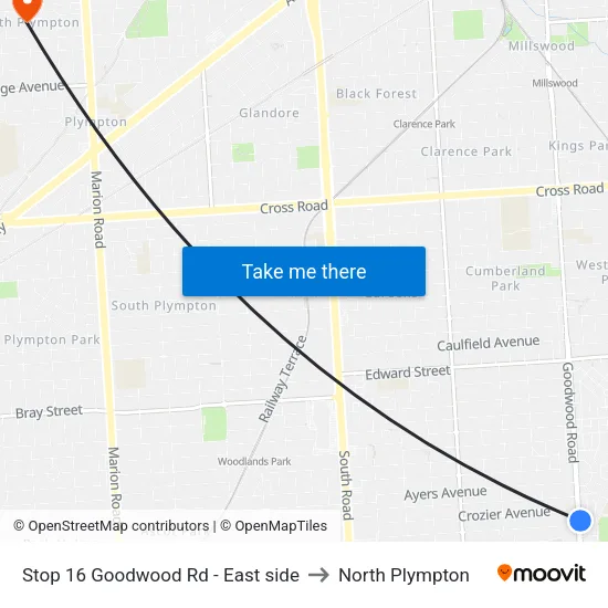 Stop 16 Goodwood Rd - East side to North Plympton map