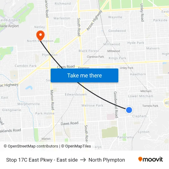 Stop 17C East Pkwy - East side to North Plympton map
