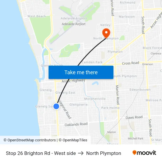 Stop 26 Brighton Rd - West side to North Plympton map