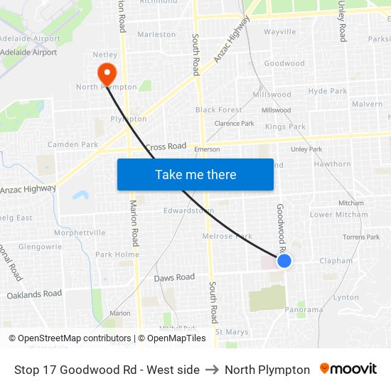 Stop 17 Goodwood Rd - West side to North Plympton map