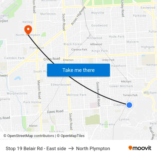 Stop 19 Belair Rd - East side to North Plympton map