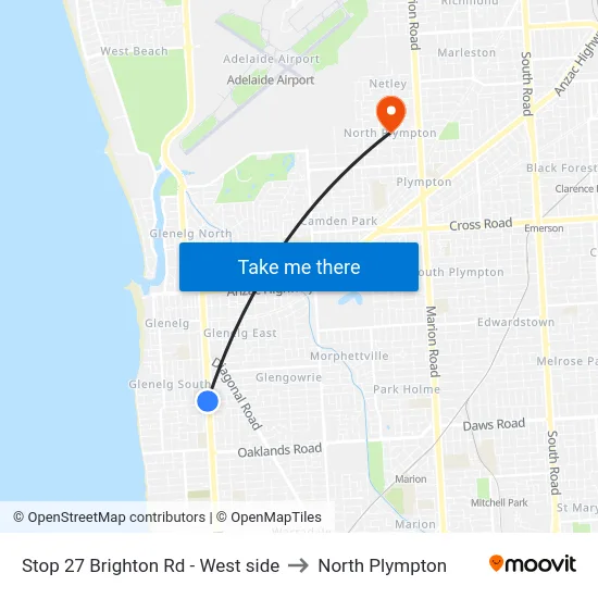 Stop 27 Brighton Rd - West side to North Plympton map