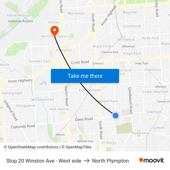 Stop 20 Winston Ave - West side to North Plympton map