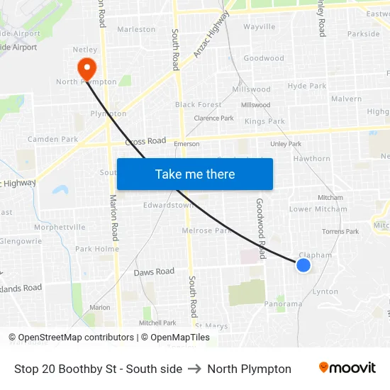 Stop 20 Boothby St - South side to North Plympton map