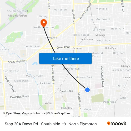 Stop 20A Daws Rd - South side to North Plympton map