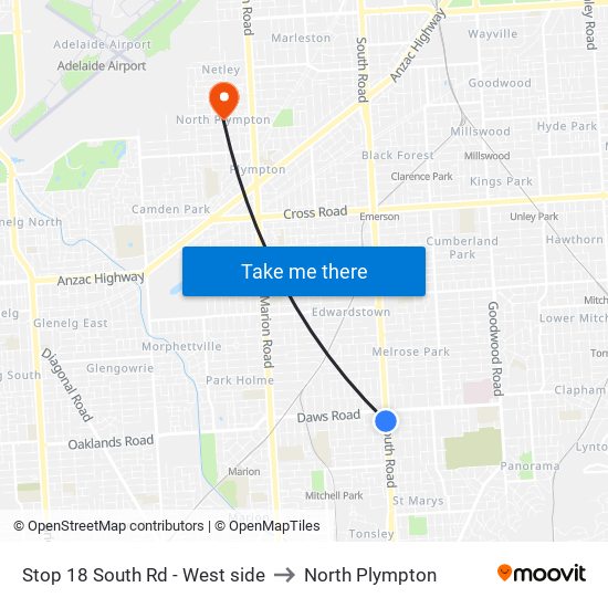 Stop 18 South Rd - West side to North Plympton map