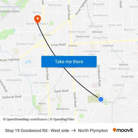 Stop 19 Goodwood Rd - West side to North Plympton map