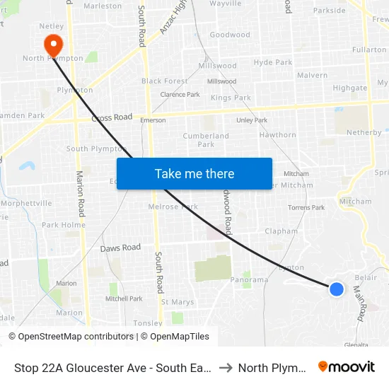 Stop 22A Gloucester Ave - South East side to North Plympton map