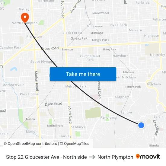 Stop 22 Gloucester Ave - North side to North Plympton map