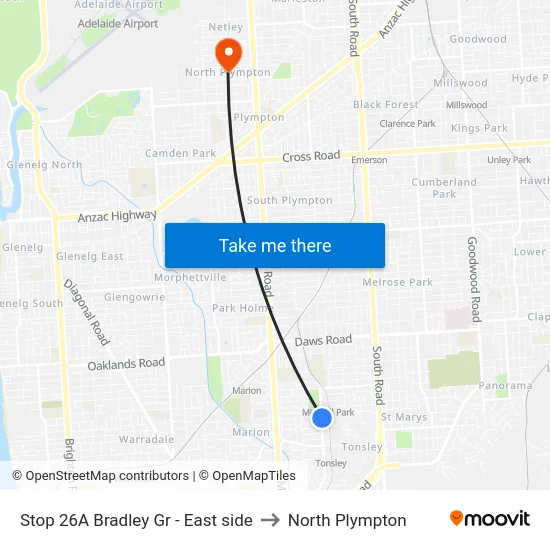 Stop 26A Bradley Gr - East side to North Plympton map