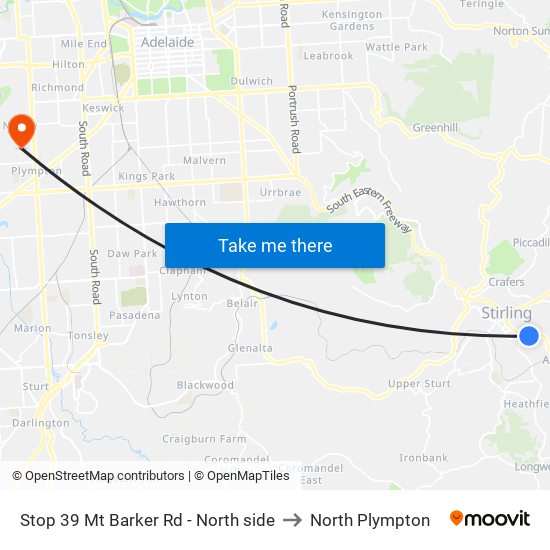 Stop 39 Mt Barker Rd - North side to North Plympton map