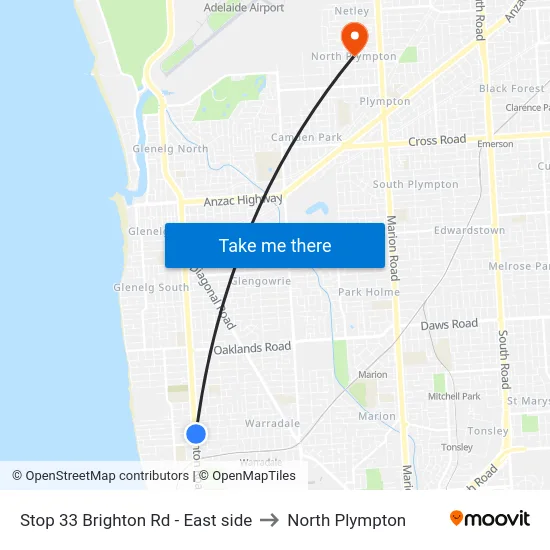 Stop 33 Brighton Rd - East side to North Plympton map