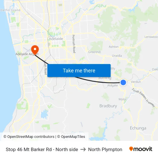 Stop 46 Mt Barker Rd - North side to North Plympton map