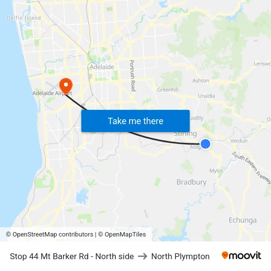 Stop 44 Mt Barker Rd - North side to North Plympton map