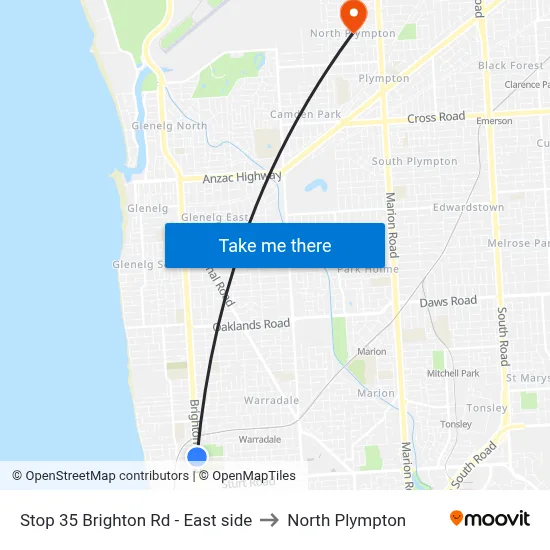 Stop 35 Brighton Rd - East side to North Plympton map