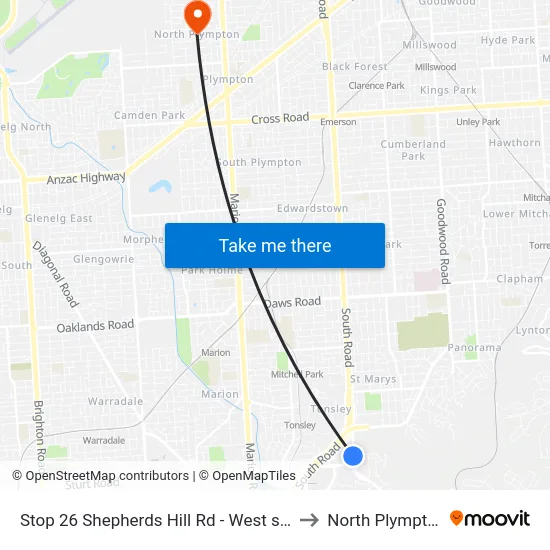 Stop 26 Shepherds Hill Rd - West side to North Plympton map