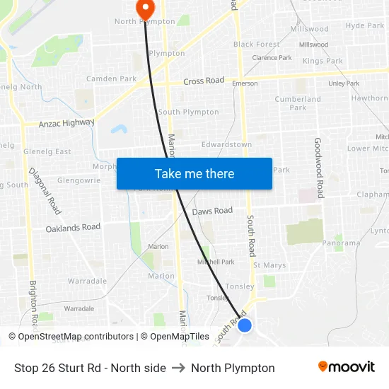 Stop 26 Sturt Rd - North side to North Plympton map