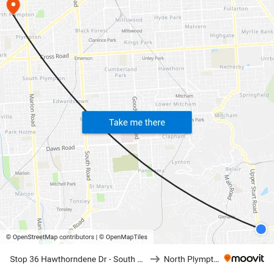 Stop 36 Hawthorndene Dr - South side to North Plympton map