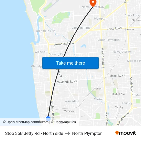 Stop 35B Jetty Rd - North side to North Plympton map
