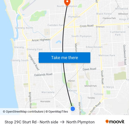 Stop 29C Sturt Rd - North side to North Plympton map