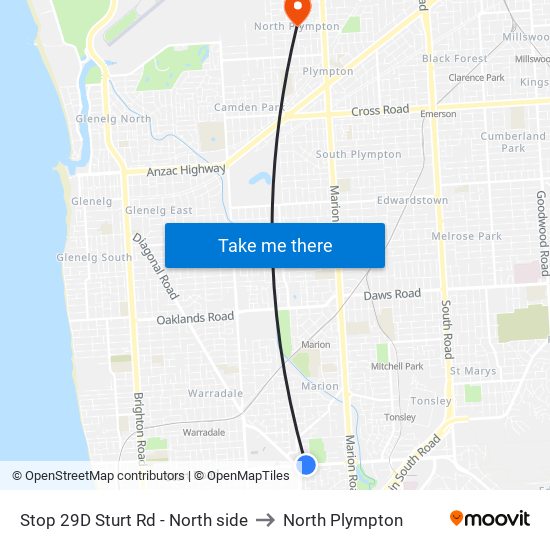 Stop 29D Sturt Rd - North side to North Plympton map