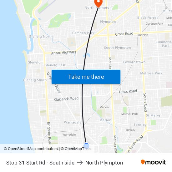 Stop 31 Sturt Rd - South side to North Plympton map