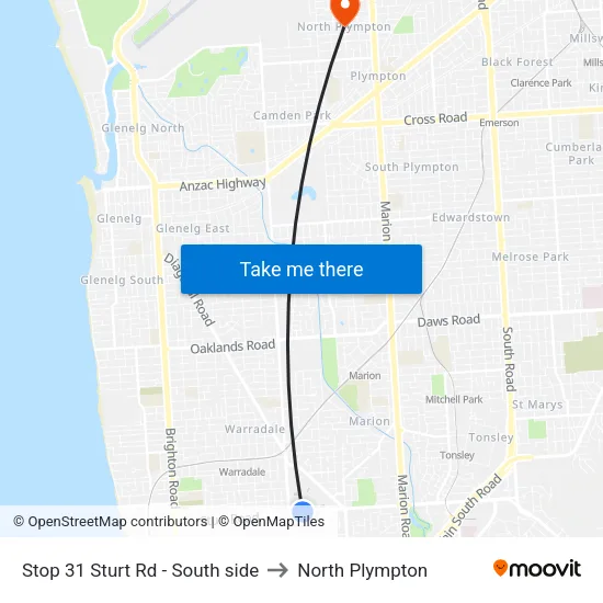 Stop 31 Sturt Rd - South side to North Plympton map