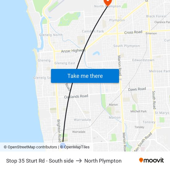 Stop 35 Sturt Rd - South side to North Plympton map